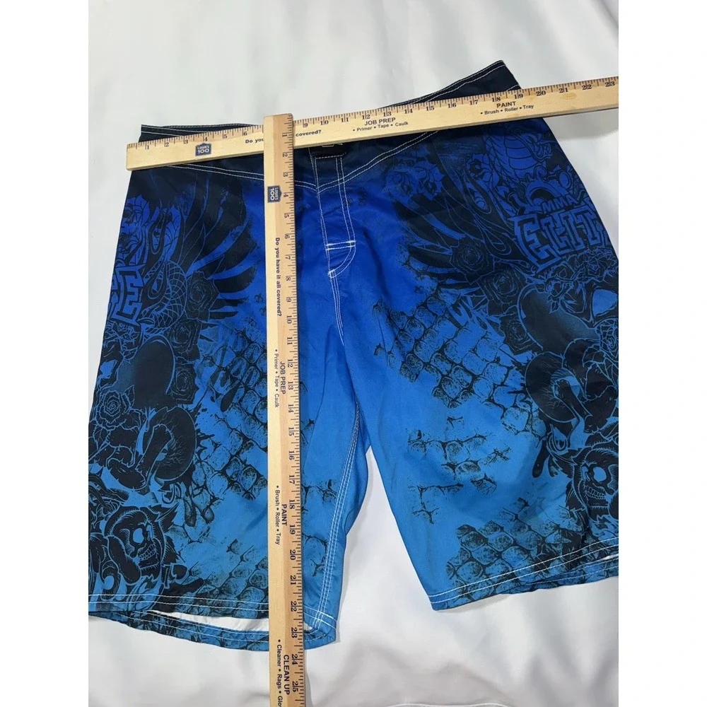 MMA Elite Board Shorts Mens L Trunks‎ Blue Activewear Training Skulls Cobras